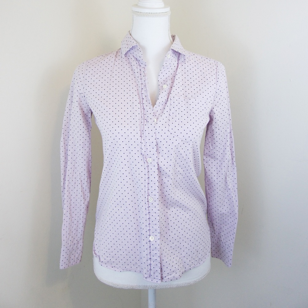 J.Crew Polka Dot Button Down Shirt Light Purple 00